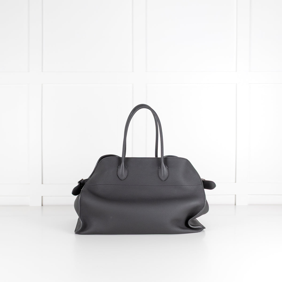 The Row Black Pebbled Leather Margaux 17 Bag