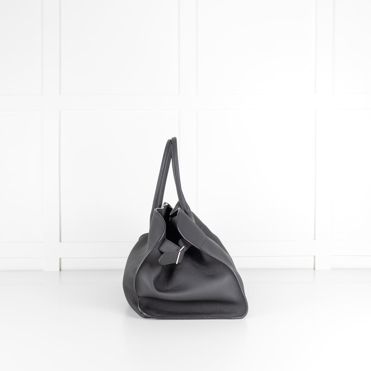 The Row Black Pebbled Leather Margaux 17 Bag