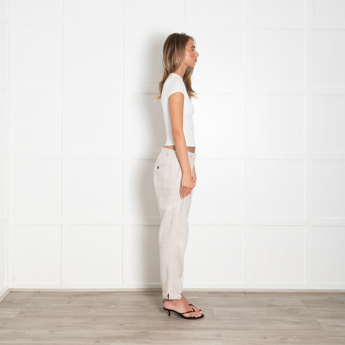 Comptoir Des Cotonniers Beige Linen Slim Leg Trousers
