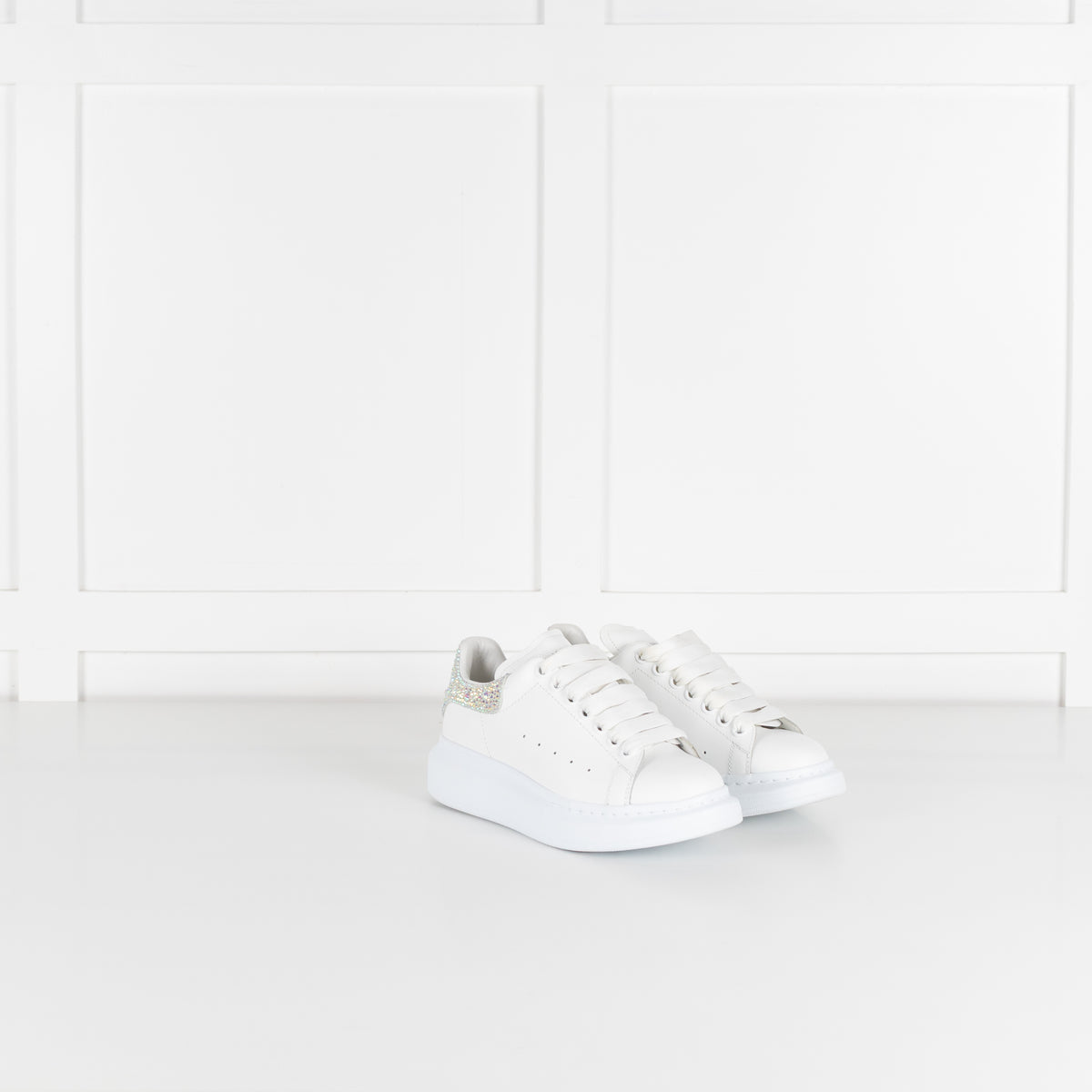 Alexander McQueen White Diamante Detail Oversized Trainers