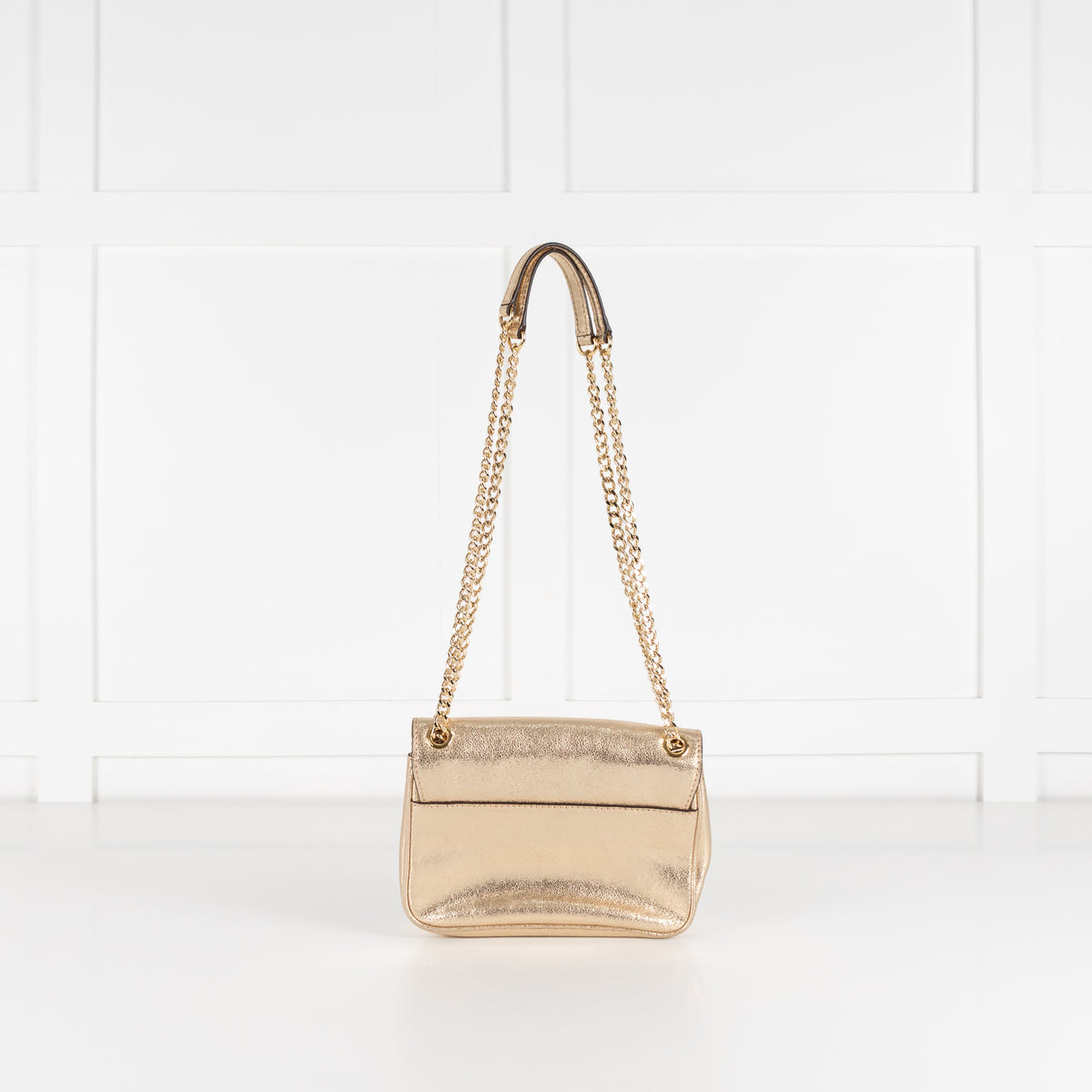 Michael Kors Gold Sloan Metaillic Leather Chain Small Crossbody