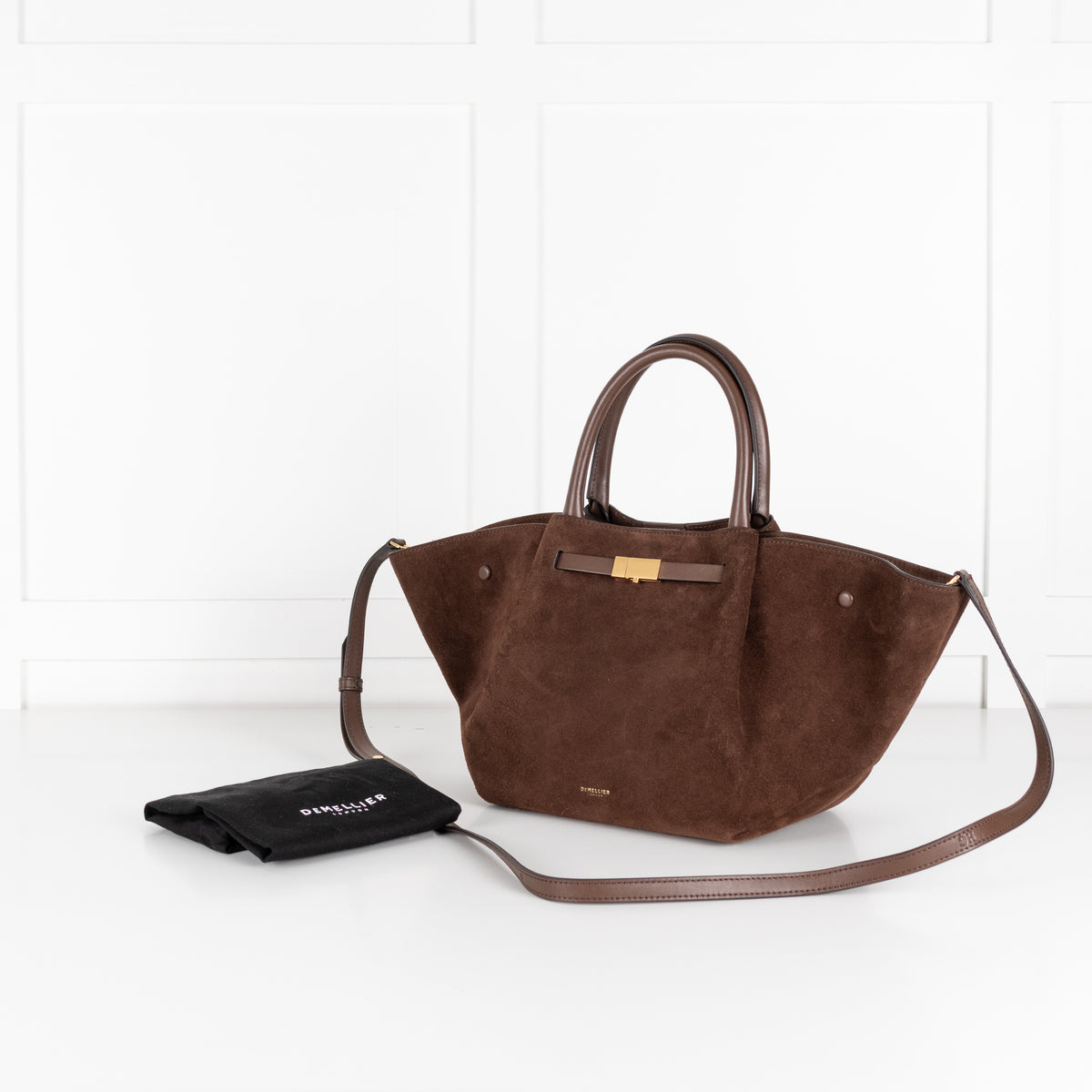 DeMellier The Midi New York Brown Suede Bag