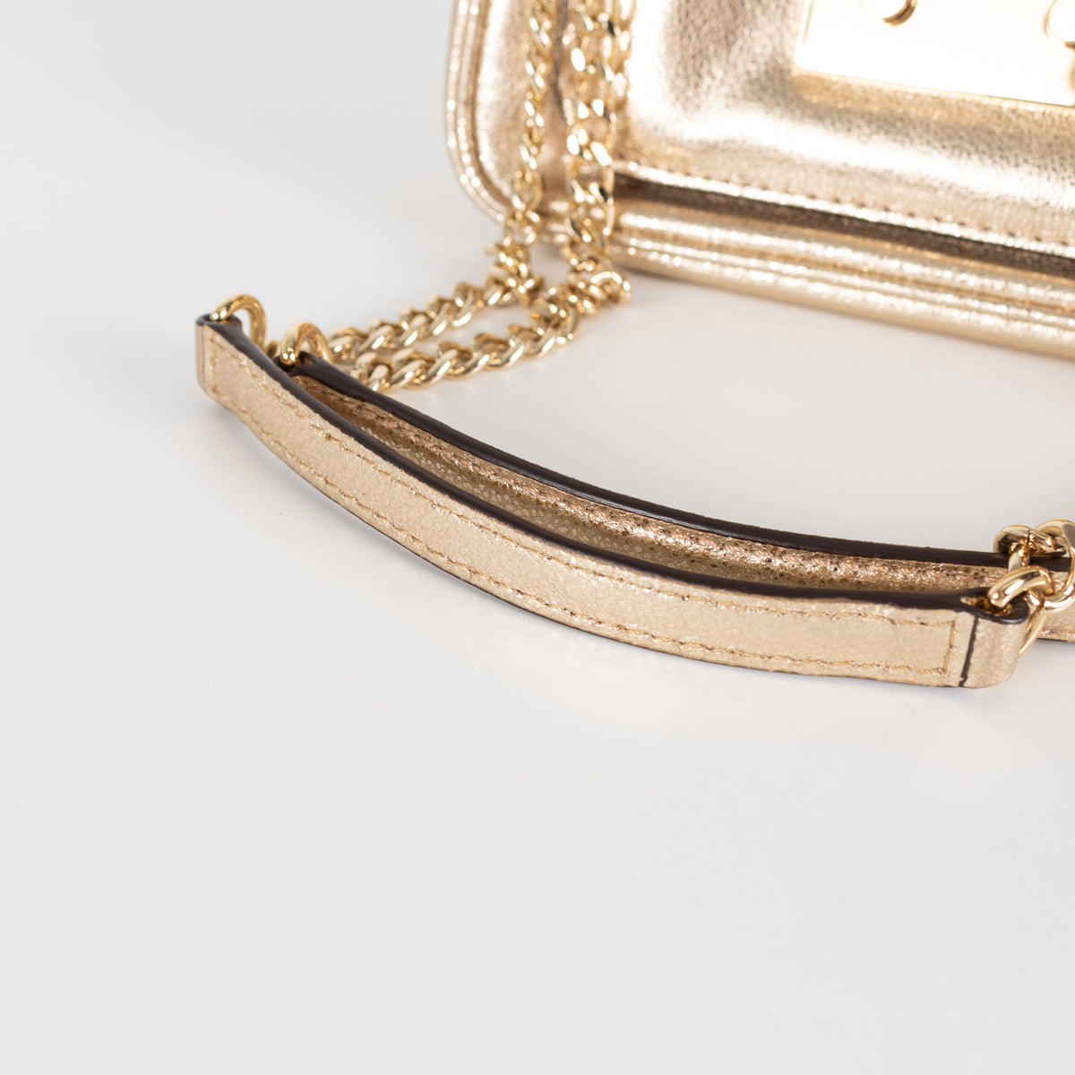 Michael Kors Gold Sloan Metaillic Leather Chain Small Crossbody