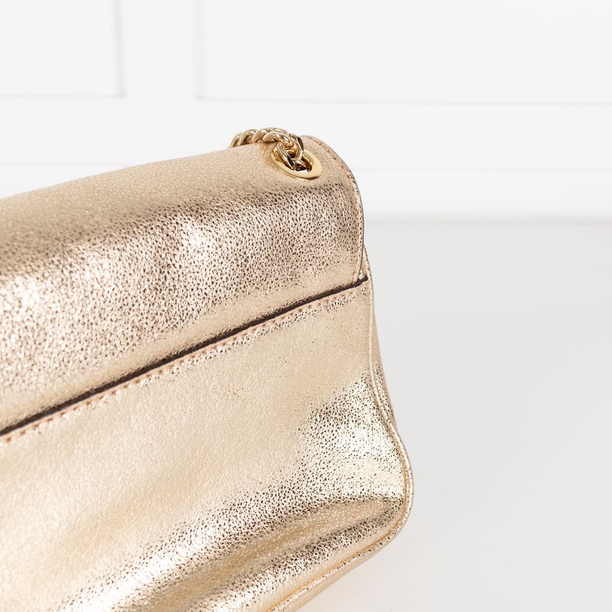 Michael Kors Gold Sloan Metaillic Leather Chain Small Crossbody