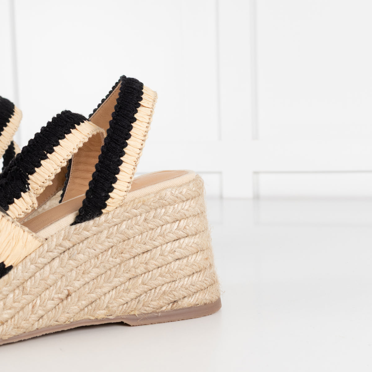 Castaner Tatiana Natural/Black Raffia Wedge Sandals