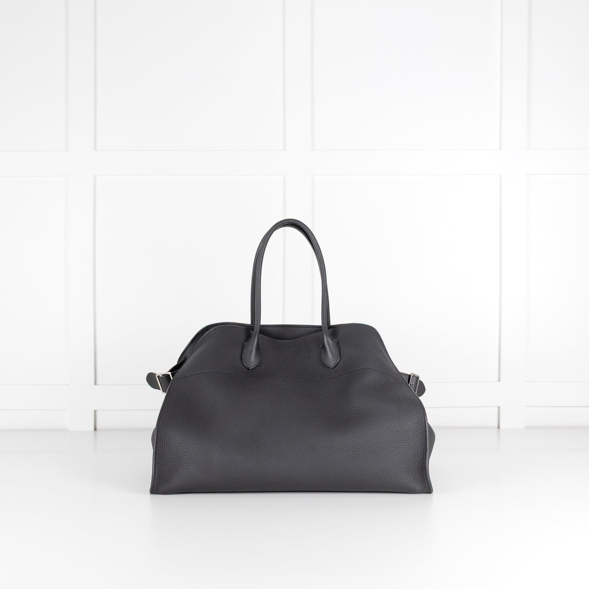 The Row Black Pebbled Leather Margaux 17 Bag
