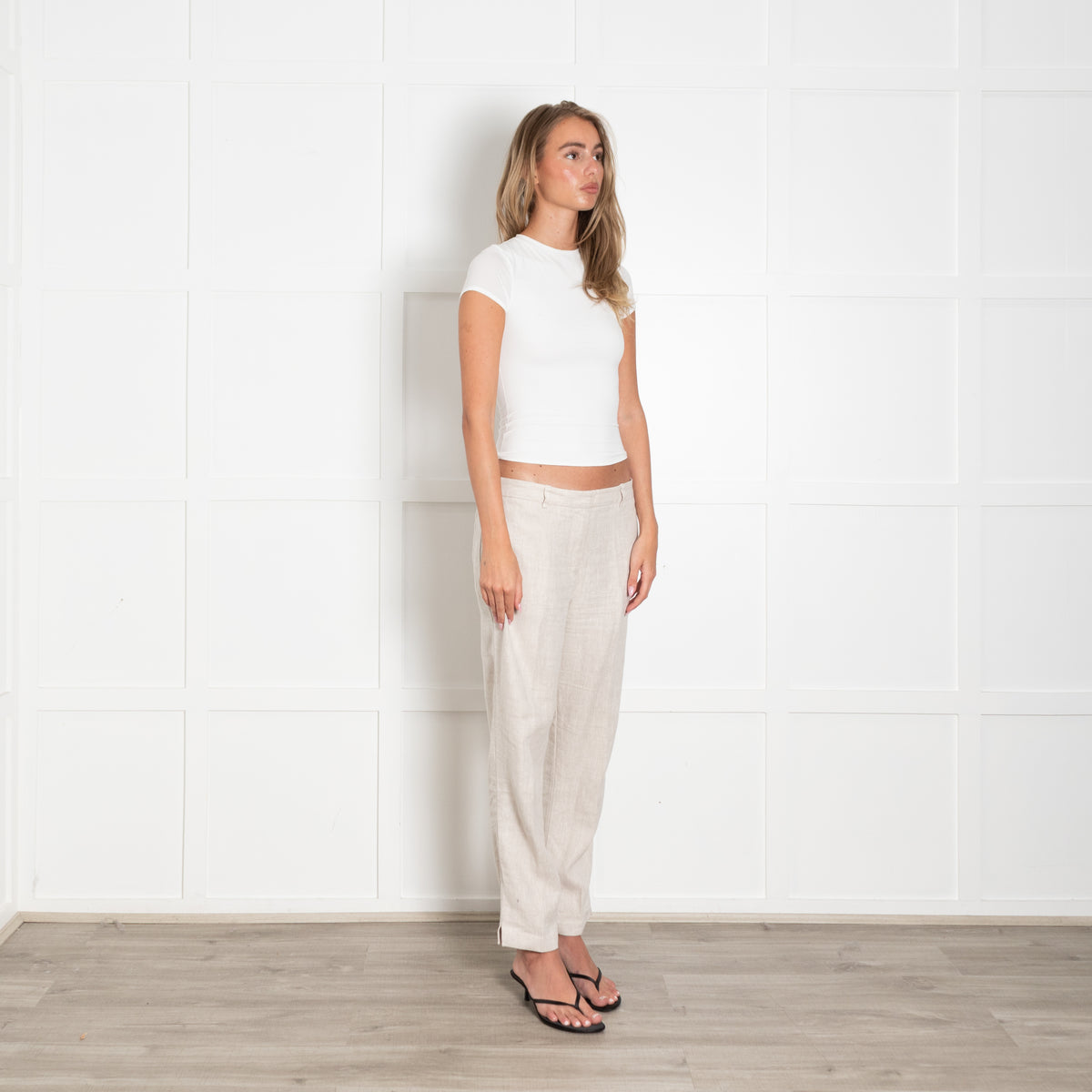 Comptoir Des Cotonniers Beige Linen Slim Leg Trousers