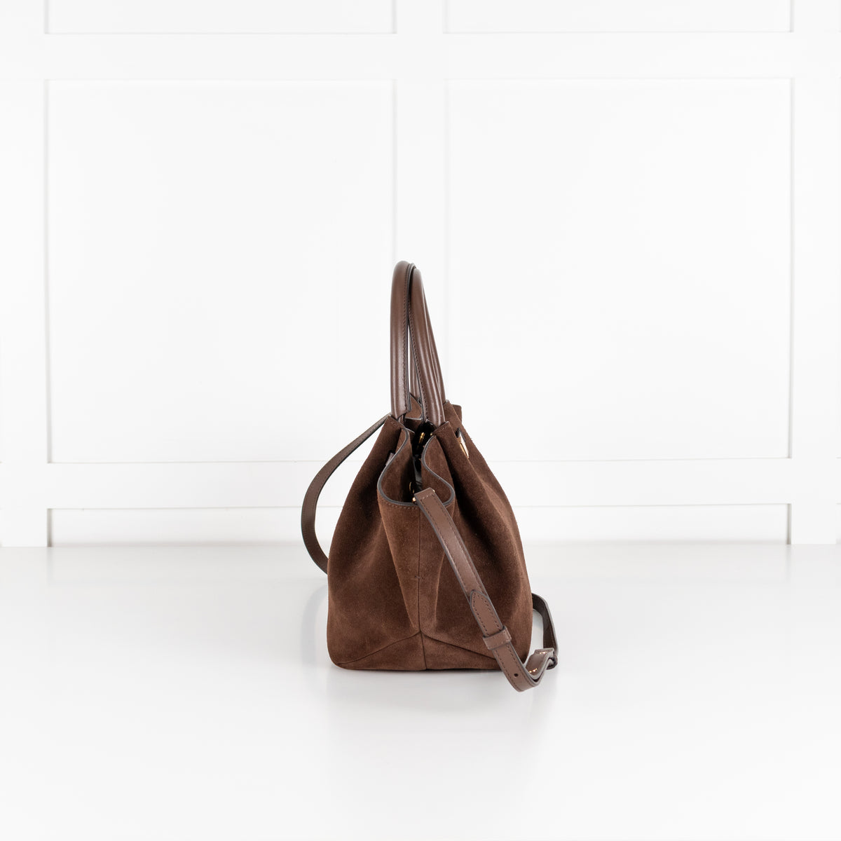 DeMellier The Midi New York Brown Suede Bag