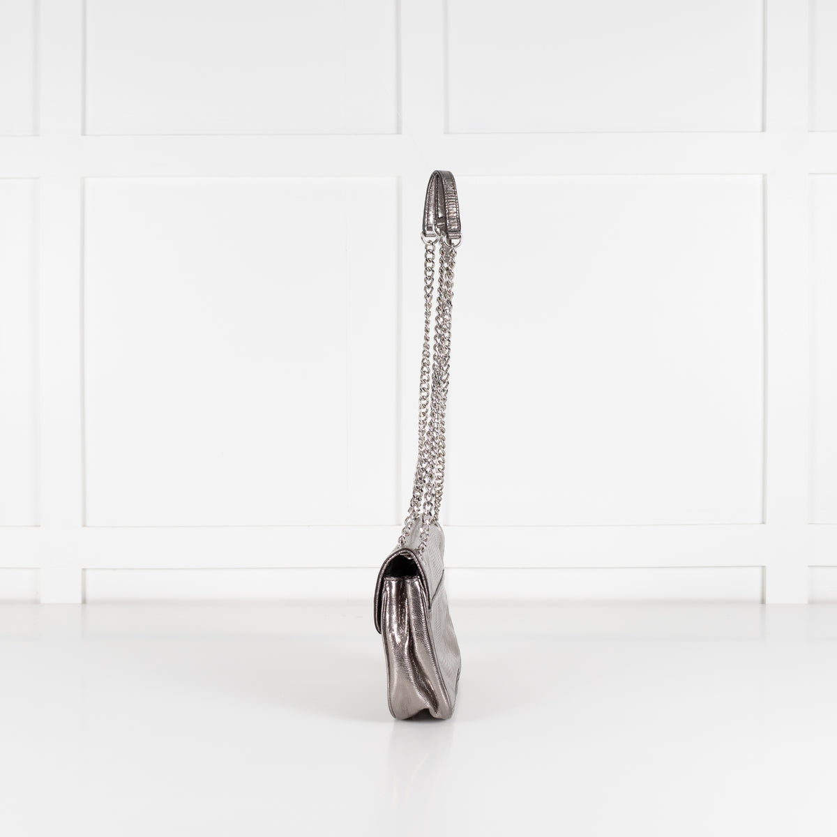 Michael Kors Silver Sloan Metallic Leather Chain Small Crossbody