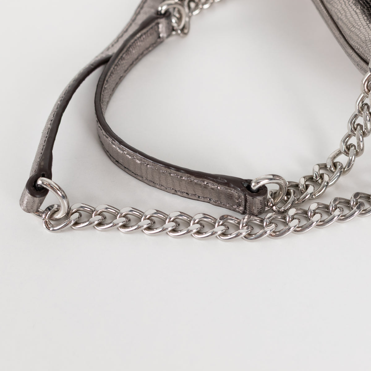 Michael Kors Silver Sloan Metallic Leather Chain Small Crossbody