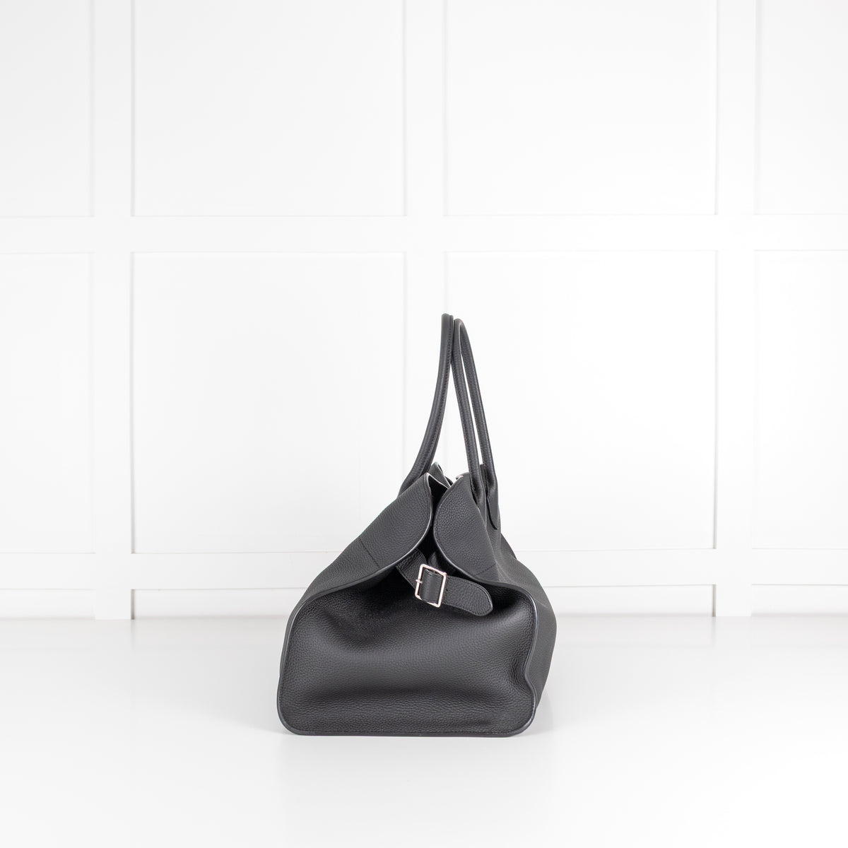 The Row Black Pebbled Leather Margaux 17 Bag