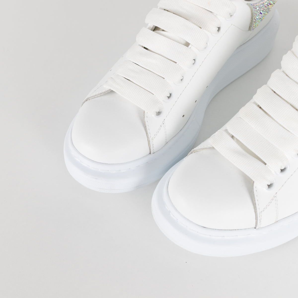 Alexander McQueen White Diamante Detail Oversized Trainers