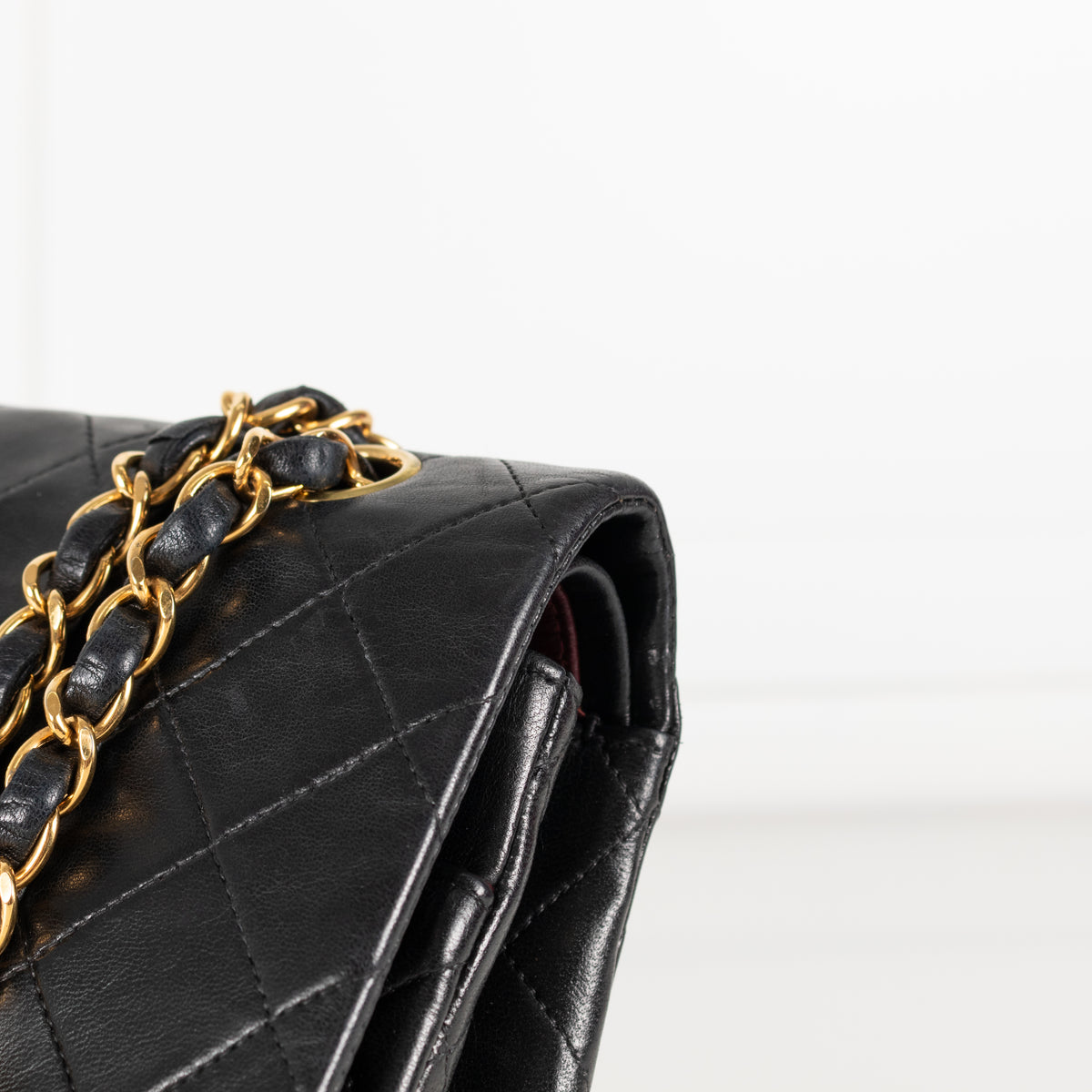 Chanel Vintage Black Lambskin Double Flap Medium Bag with  Gold Hardware