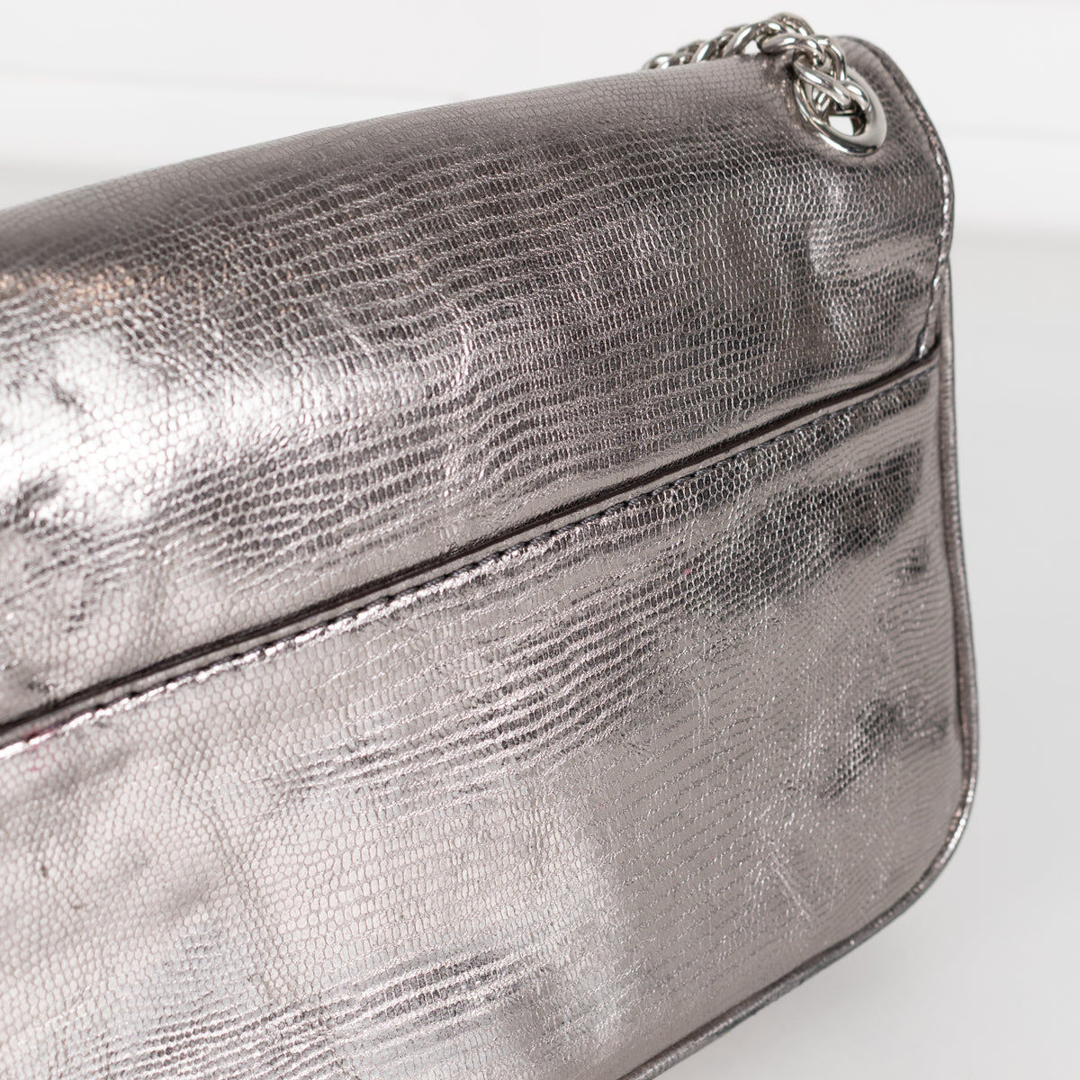 Michael Kors Silver Sloan Metallic Leather Chain Small Crossbody
