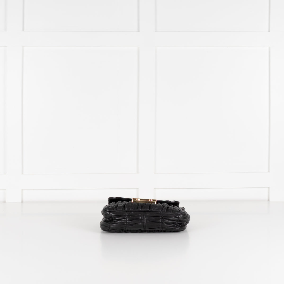 Michael Kors Black Leather Ruched Gold Chain Small Crossbody