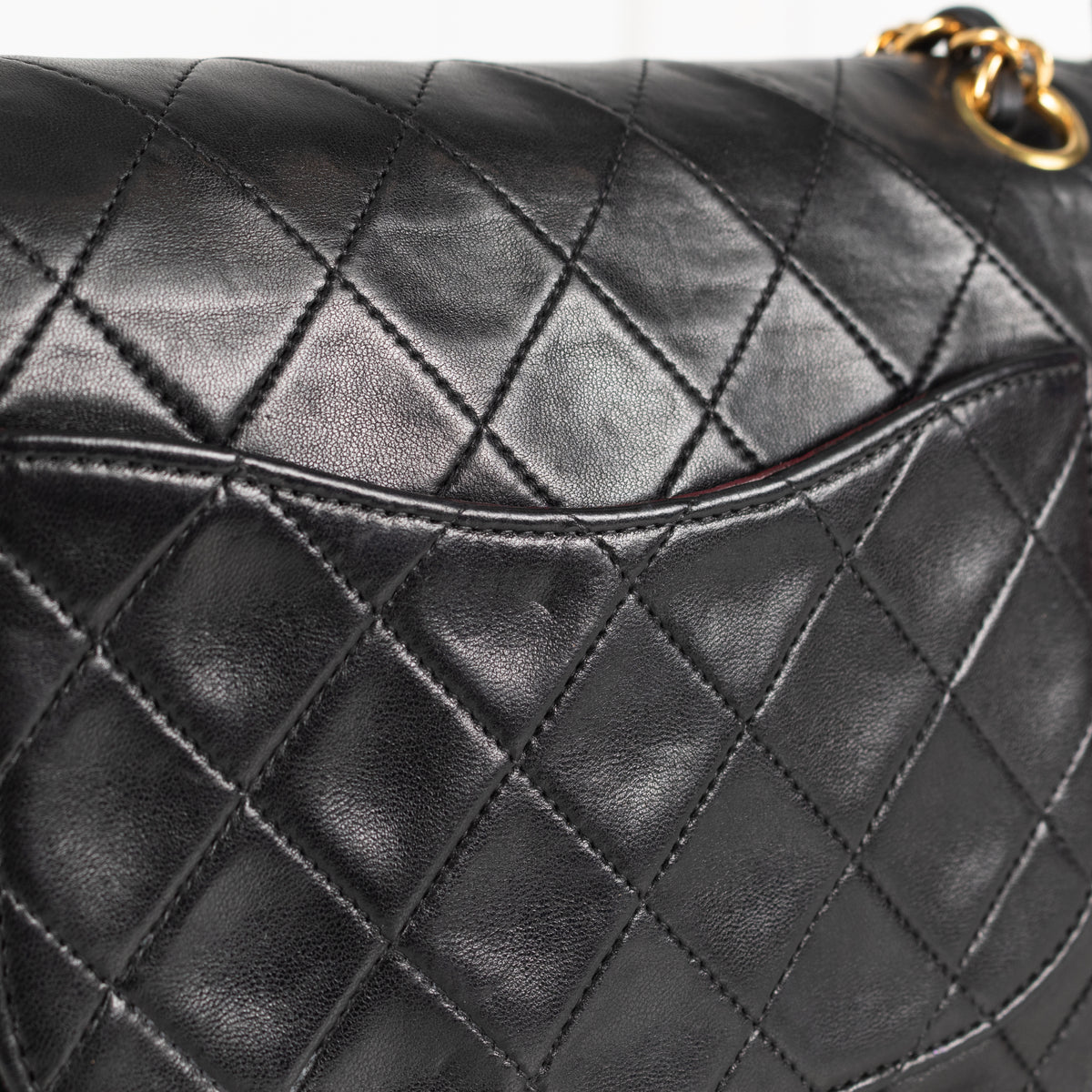 Chanel Vintage Black Lambskin Double Flap Medium Bag with  Gold Hardware