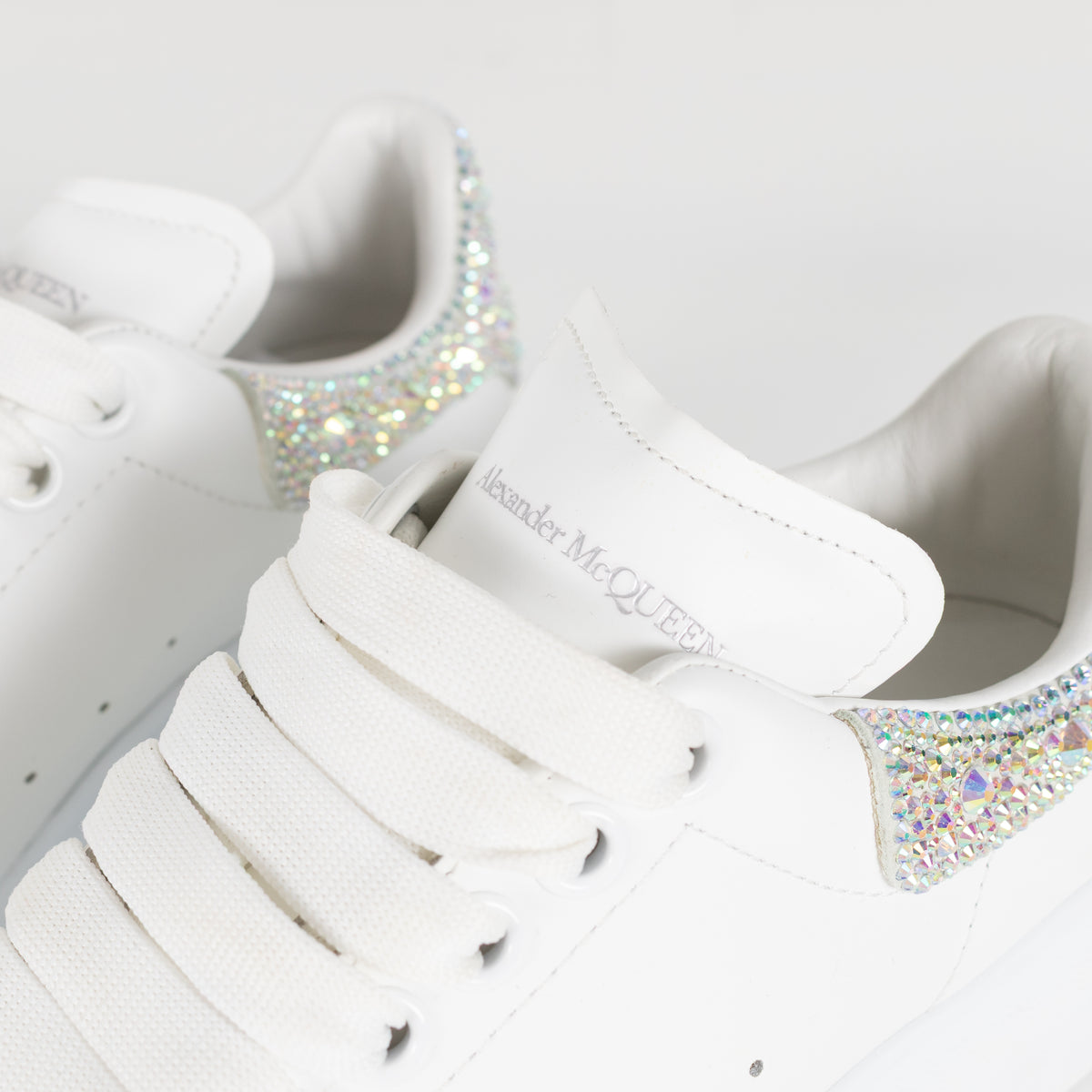 Alexander McQueen White Diamante Detail Oversized Trainers