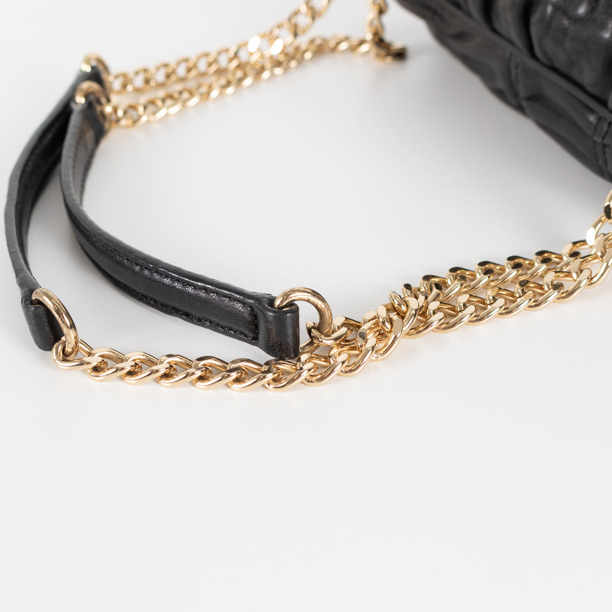 Michael Kors Black Leather Ruched Gold Chain Small Crossbody