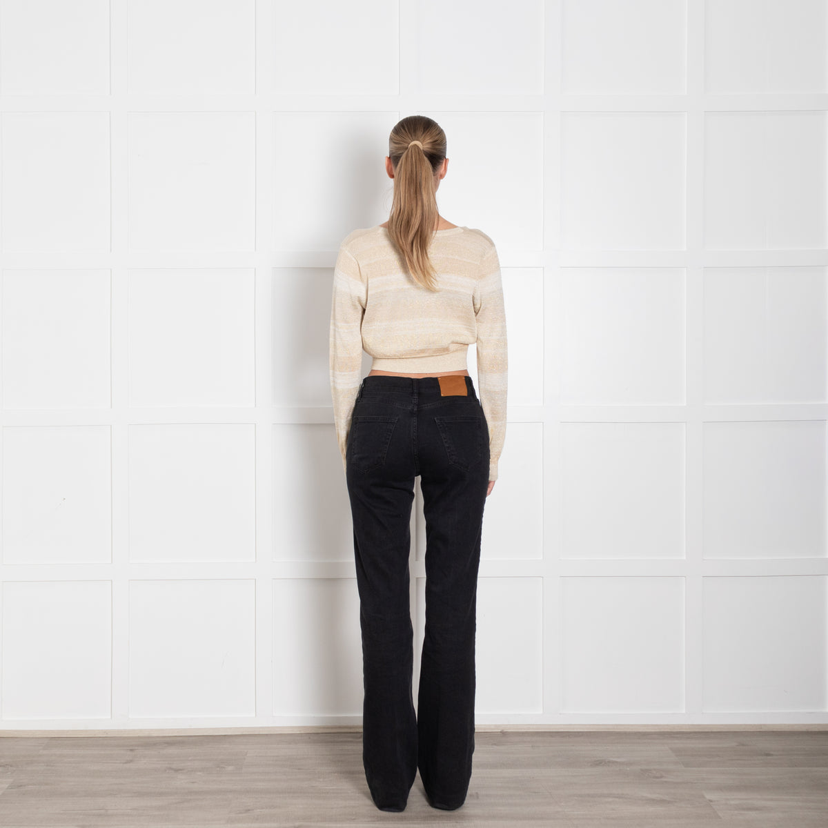 LoveShackFancy Beige Gold Cotton Blend Cropped Cardigan