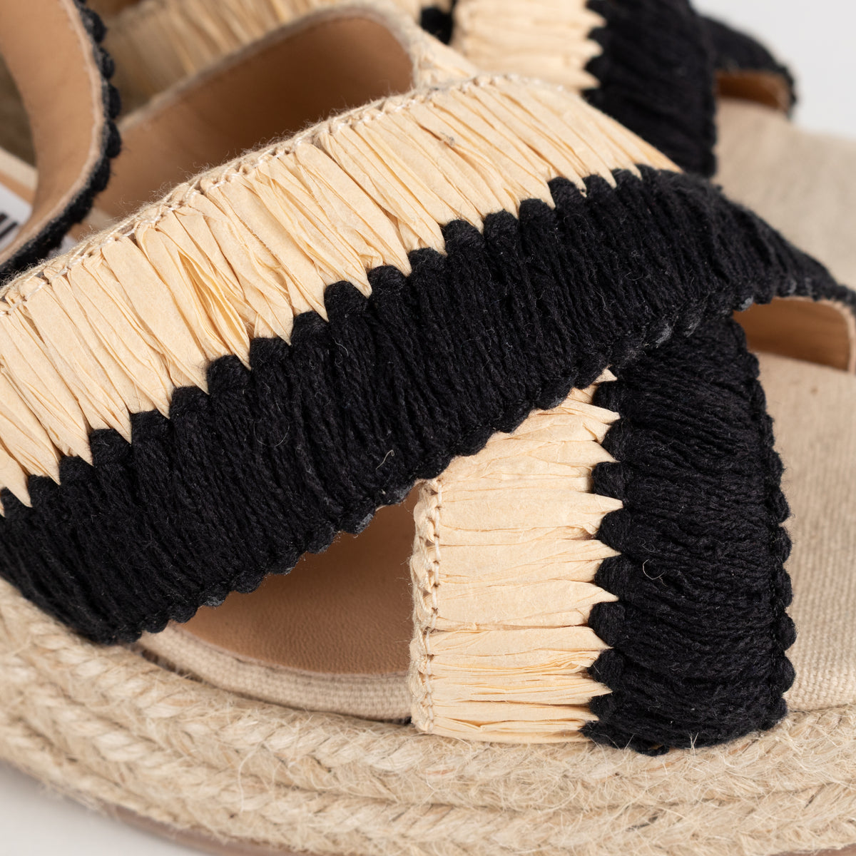 Castaner Tatiana Natural/Black Raffia Wedge Sandals