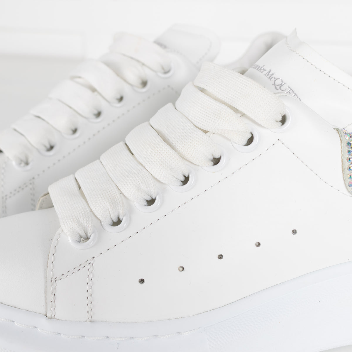 Alexander McQueen White Diamante Detail Oversized Trainers