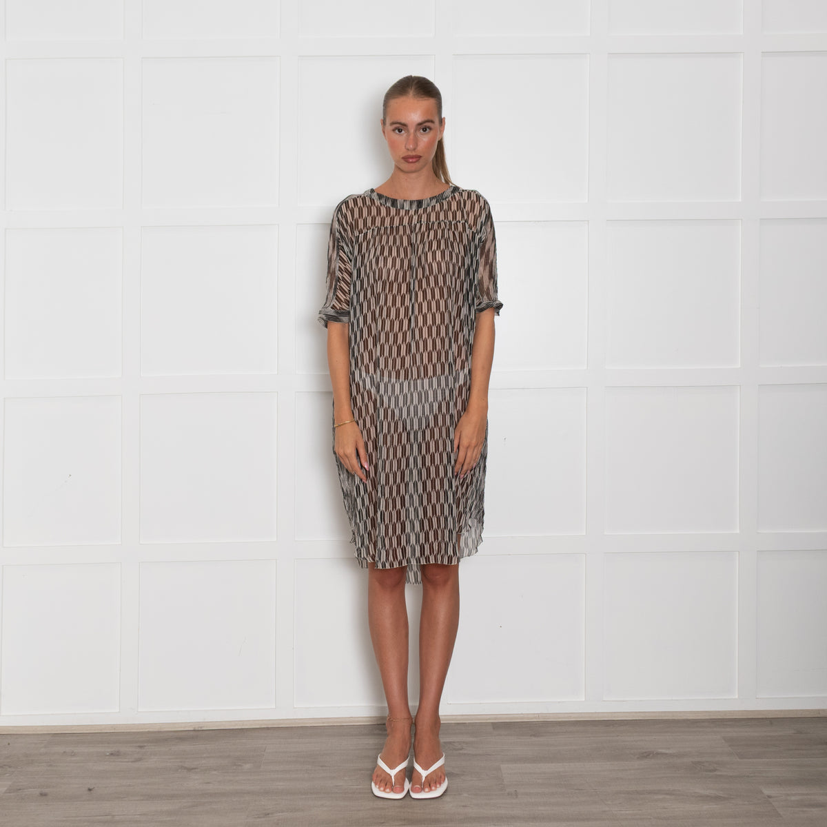 Isabel Marant Etoile Black White Geometric Print Tunic Dress
