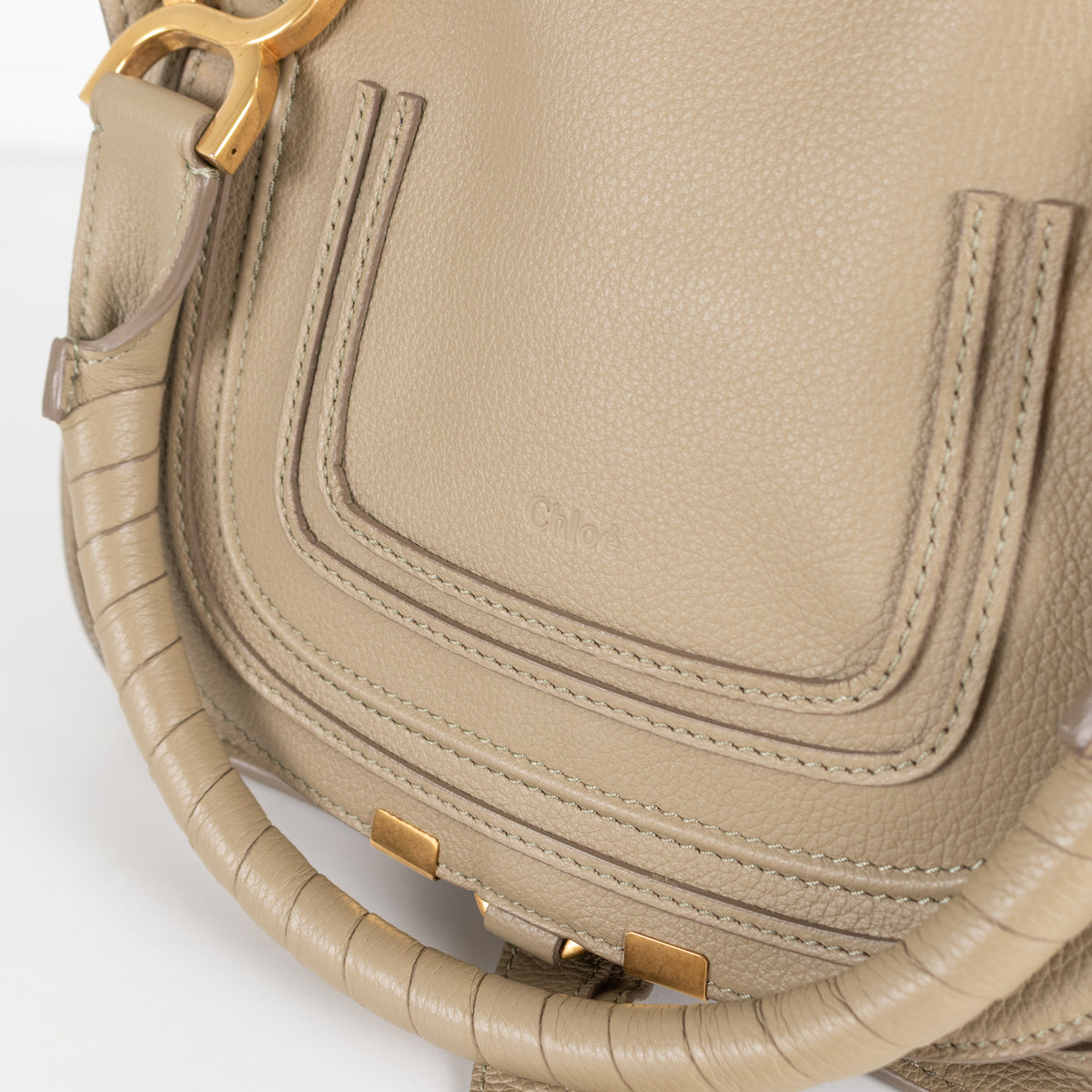 Chloe Khaki Marcie Handbag With Crossbody Strap