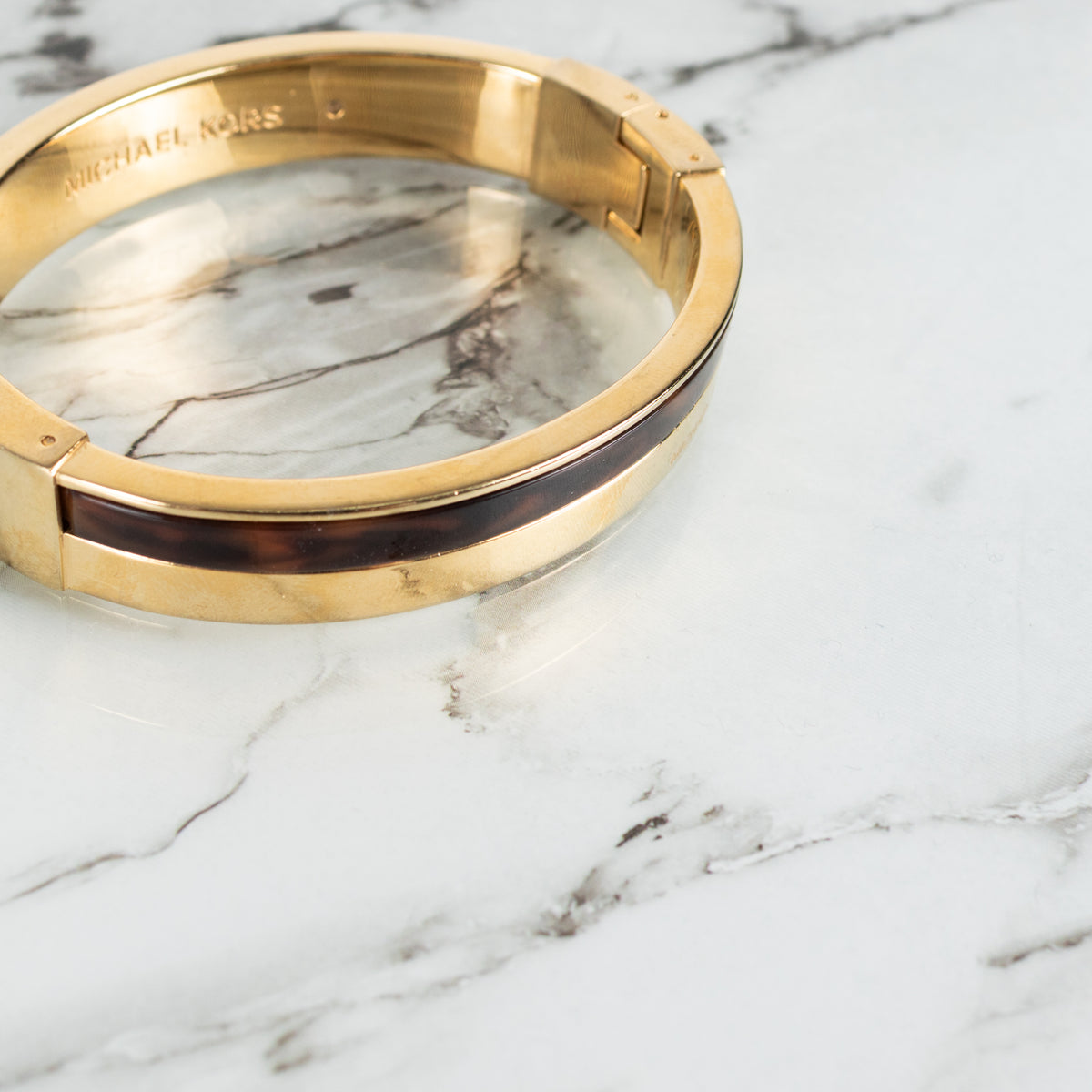 Michael Kors Gold Tortoise Hinge Bangle Bracelet