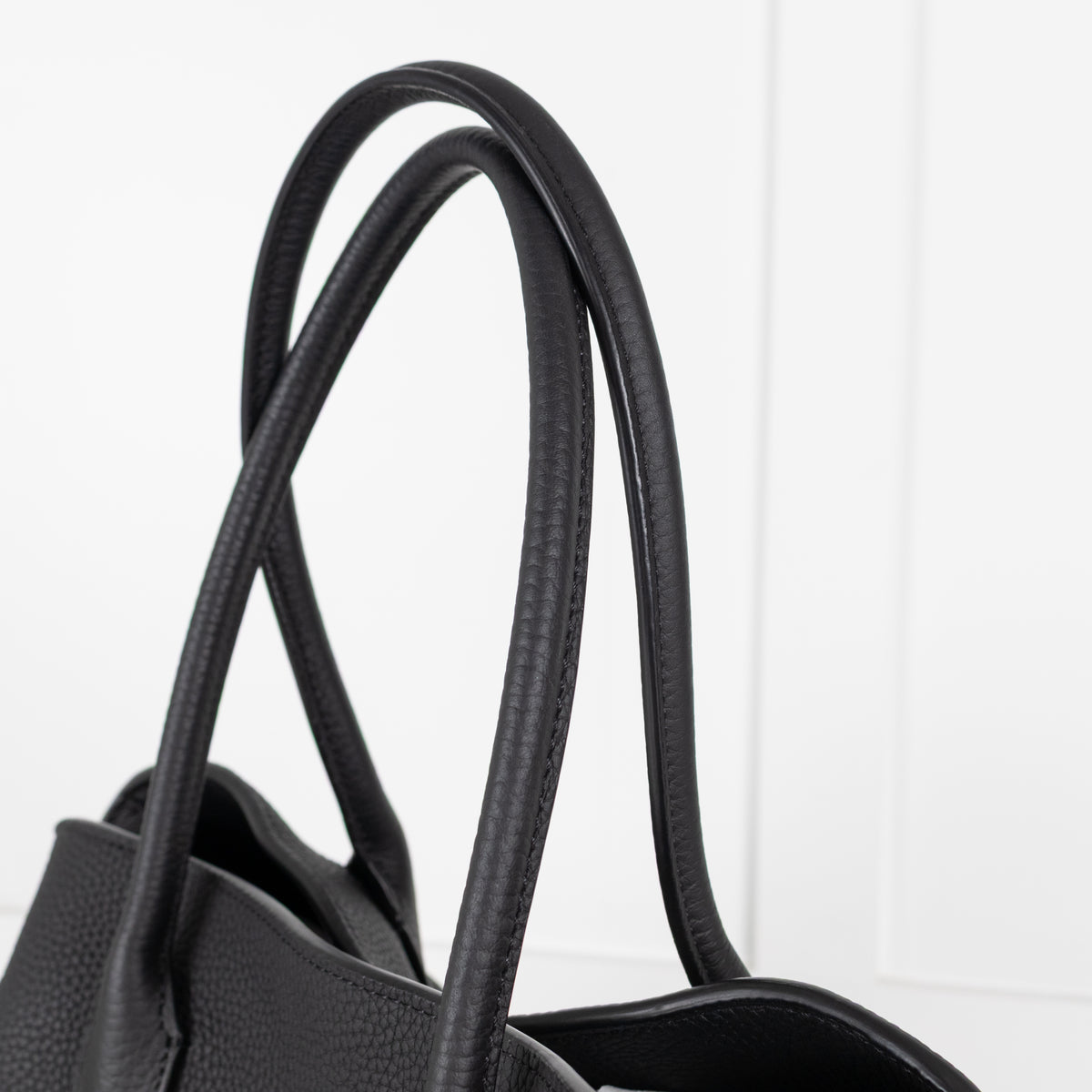 The Row Black Pebbled Leather Margaux 17 Bag
