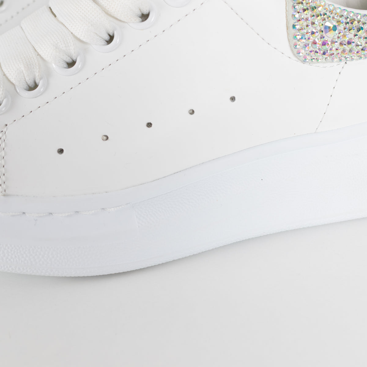 Alexander McQueen White Diamante Detail Oversized Trainers