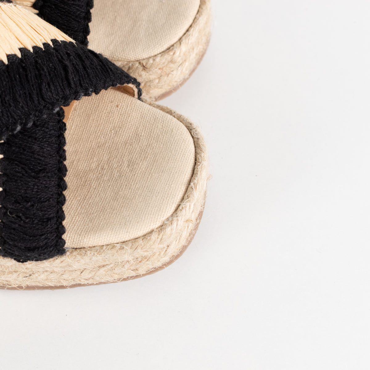 Castaner Tatiana Natural/Black Raffia Wedge Sandals