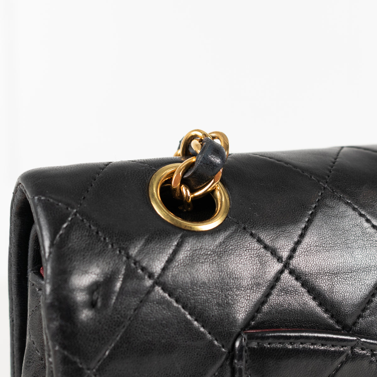 Chanel Vintage Black Lambskin Double Flap Medium Bag with  Gold Hardware
