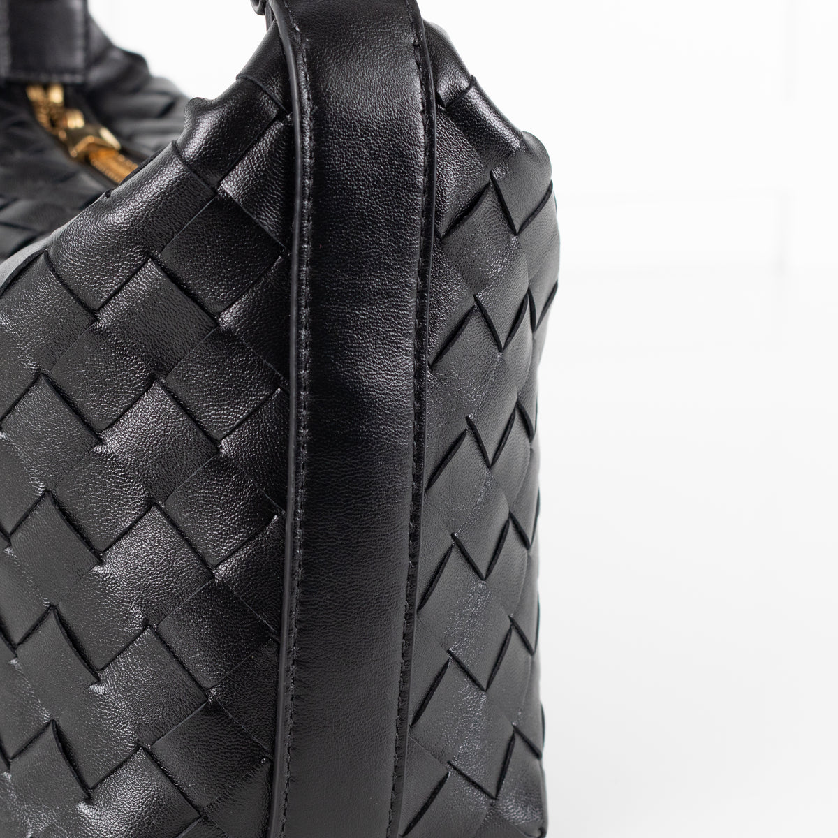 Bottega Veneta Black Intrecciato Mini Wallace Bag