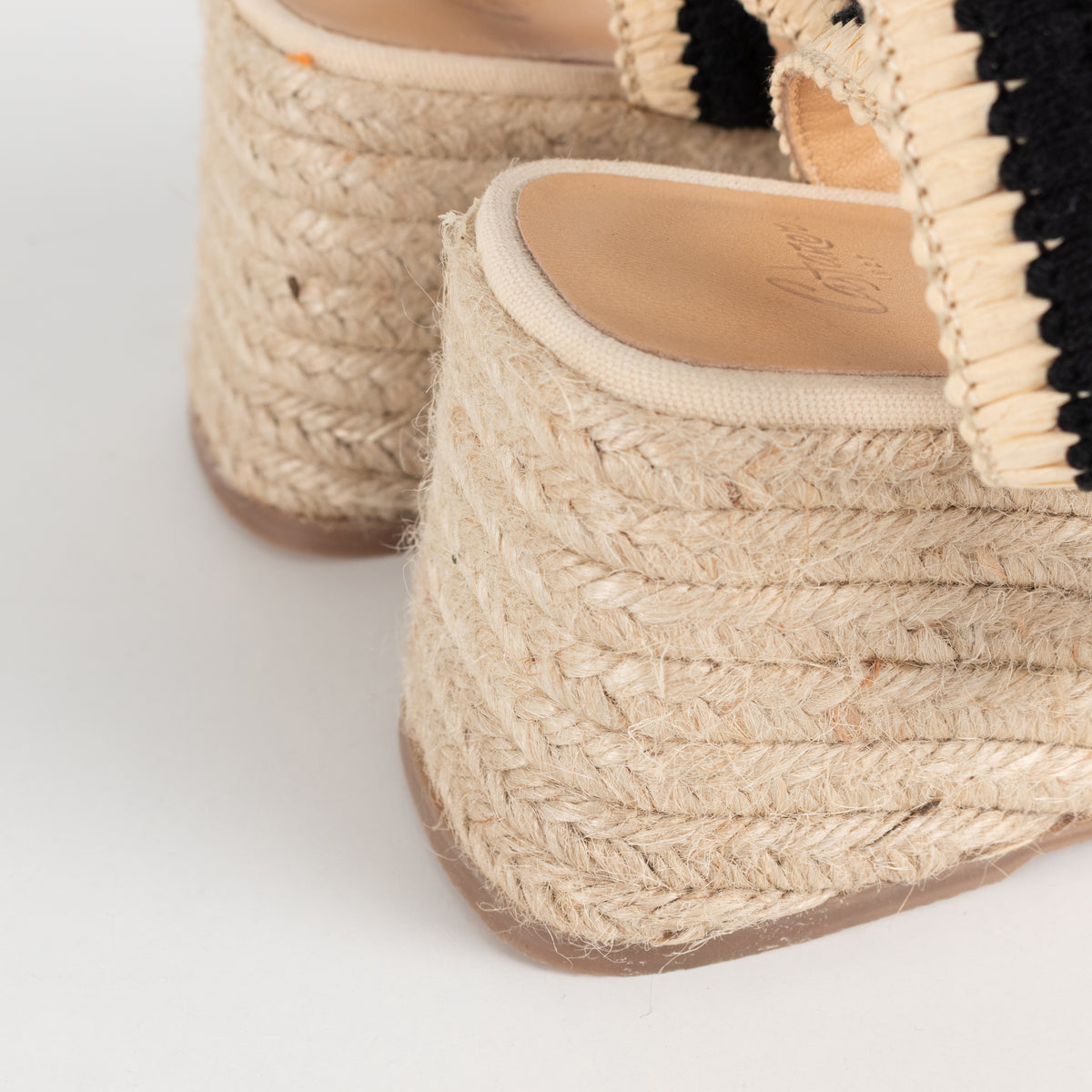 Castaner Tatiana Natural/Black Raffia Wedge Sandals