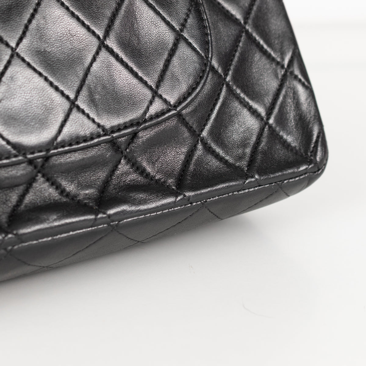 Chanel Vintage Black Lambskin Double Flap Medium Bag with  Gold Hardware