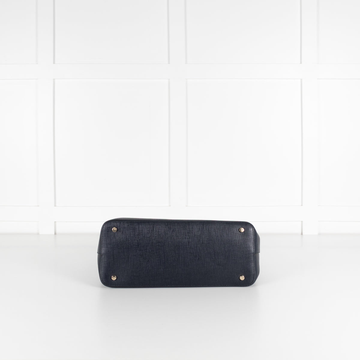 Smythson Ludlow Navy Textured Leather Top Handle Tote Bag