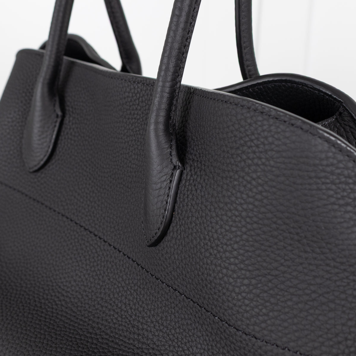 The Row Black Pebbled Leather Margaux 17 Bag