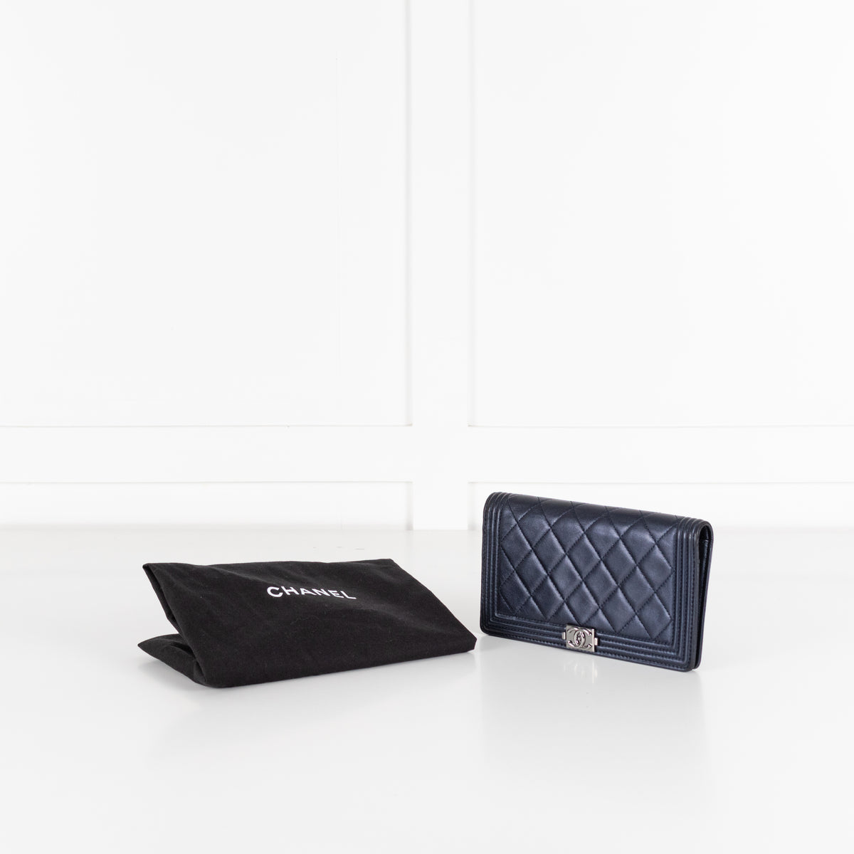 Chanel Navy Blue Leather Boy Wallet