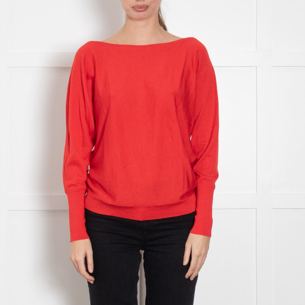 Lafayette 148 Red Wool Blend Fine Knit Sweater