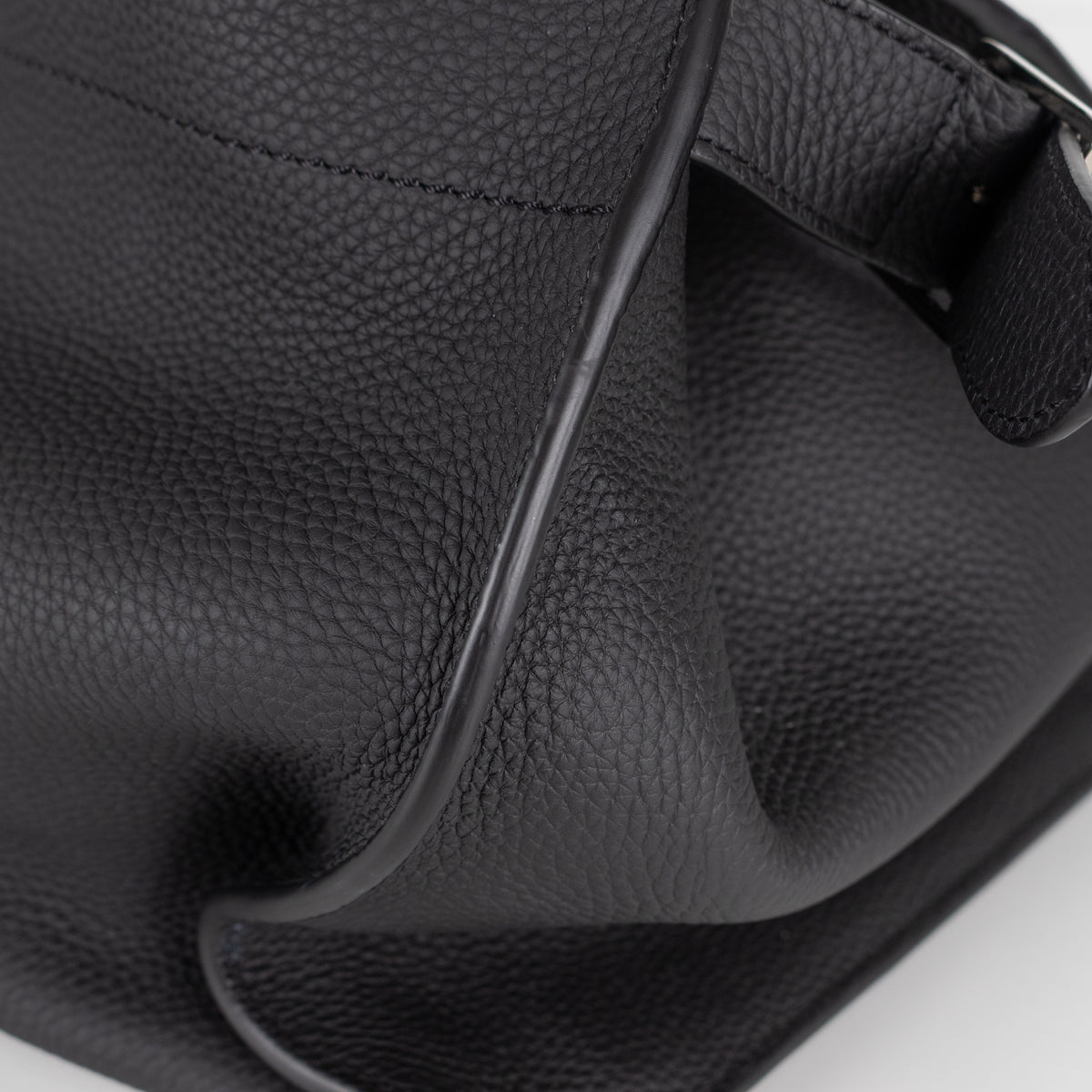 The Row Black Pebbled Leather Margaux 17 Bag