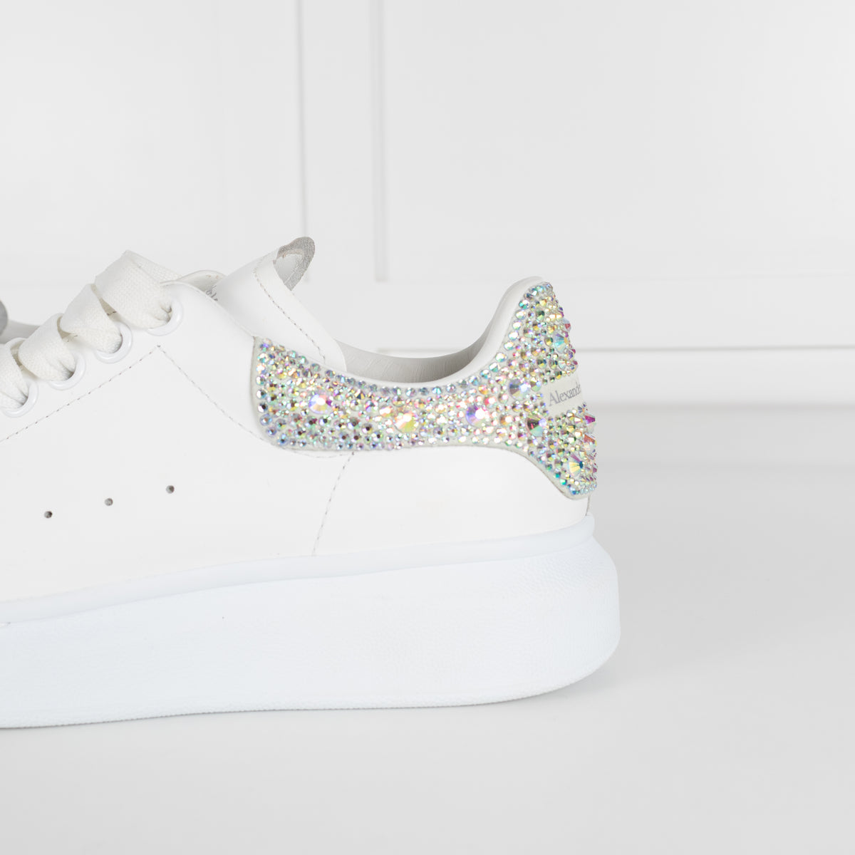 Alexander McQueen White Diamante Detail Oversized Trainers