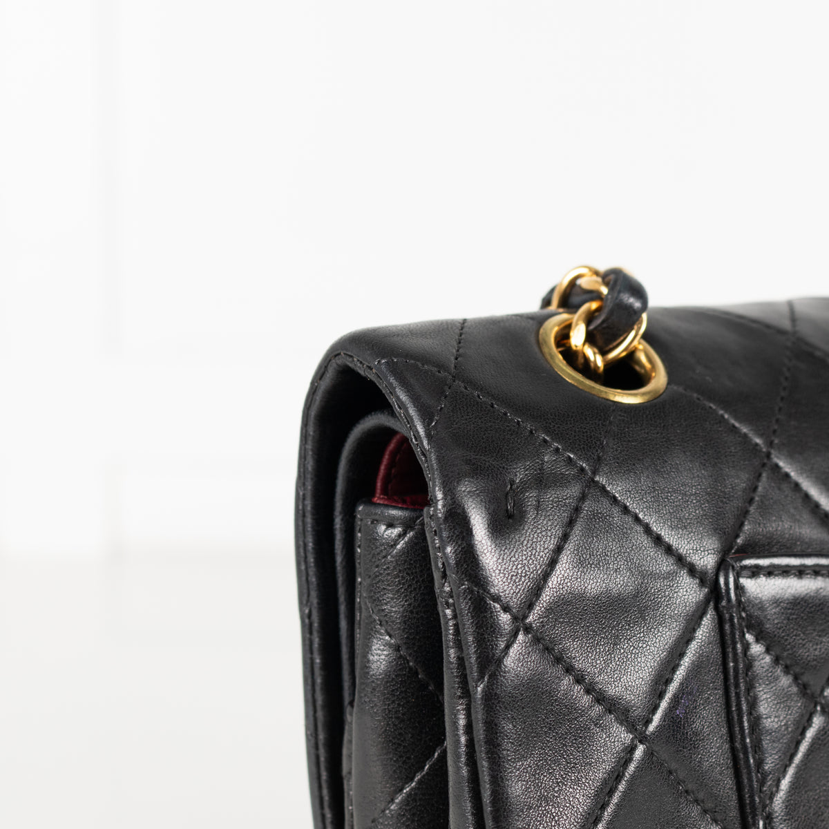 Chanel Vintage Black Lambskin Double Flap Medium Bag with  Gold Hardware