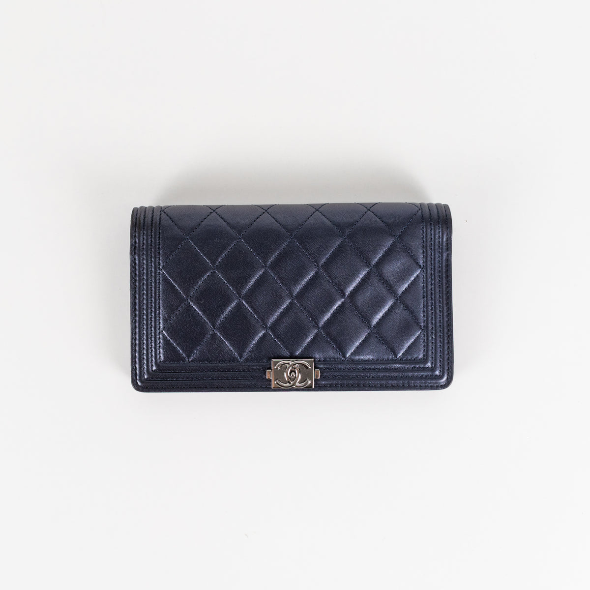 Chanel Navy Blue Leather Boy Wallet