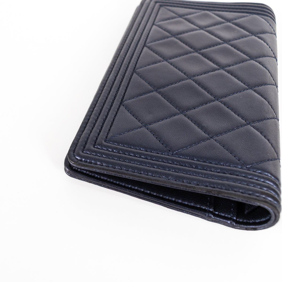 Chanel Navy Blue Leather Boy Wallet