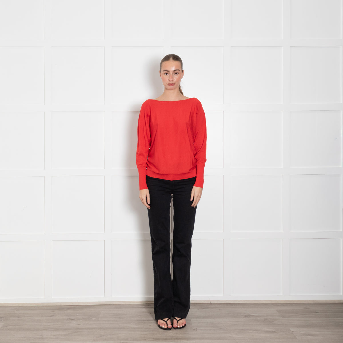 Lafayette 148 Red Wool Blend Fine Knit Sweater