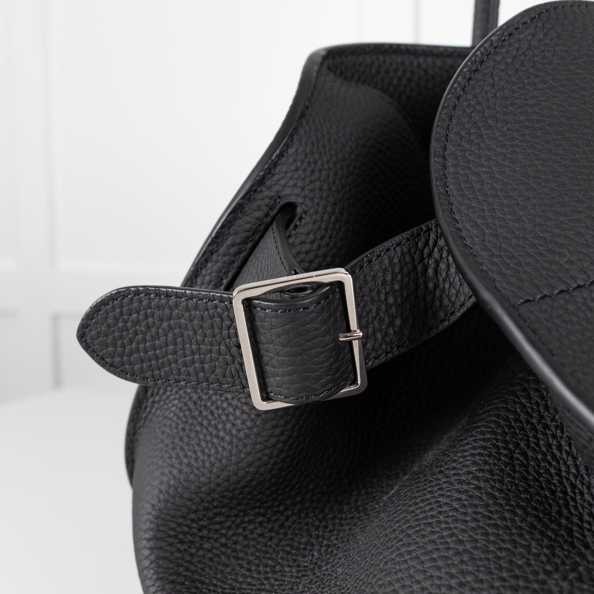 The Row Black Pebbled Leather Margaux 17 Bag