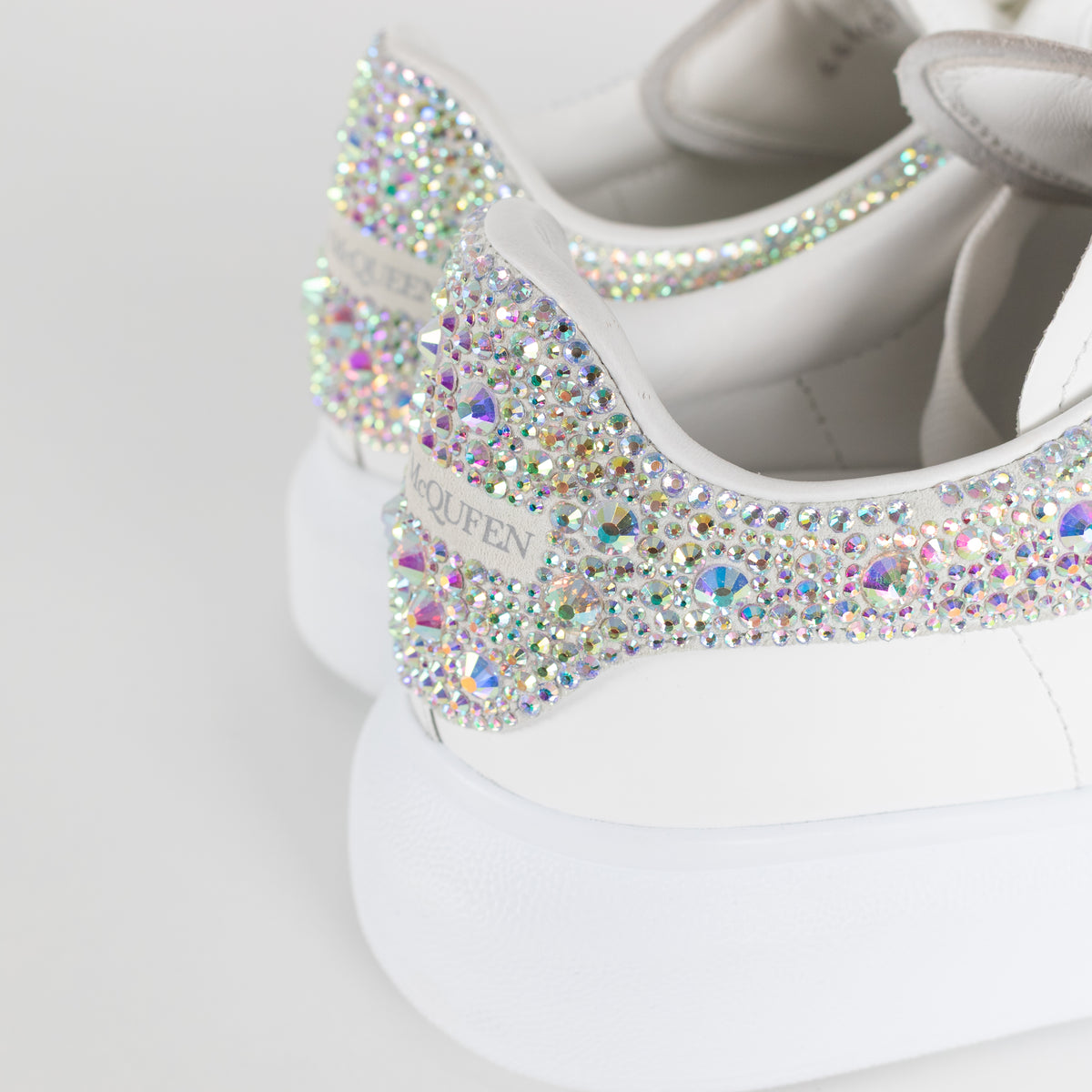 Alexander McQueen White Diamante Detail Oversized Trainers