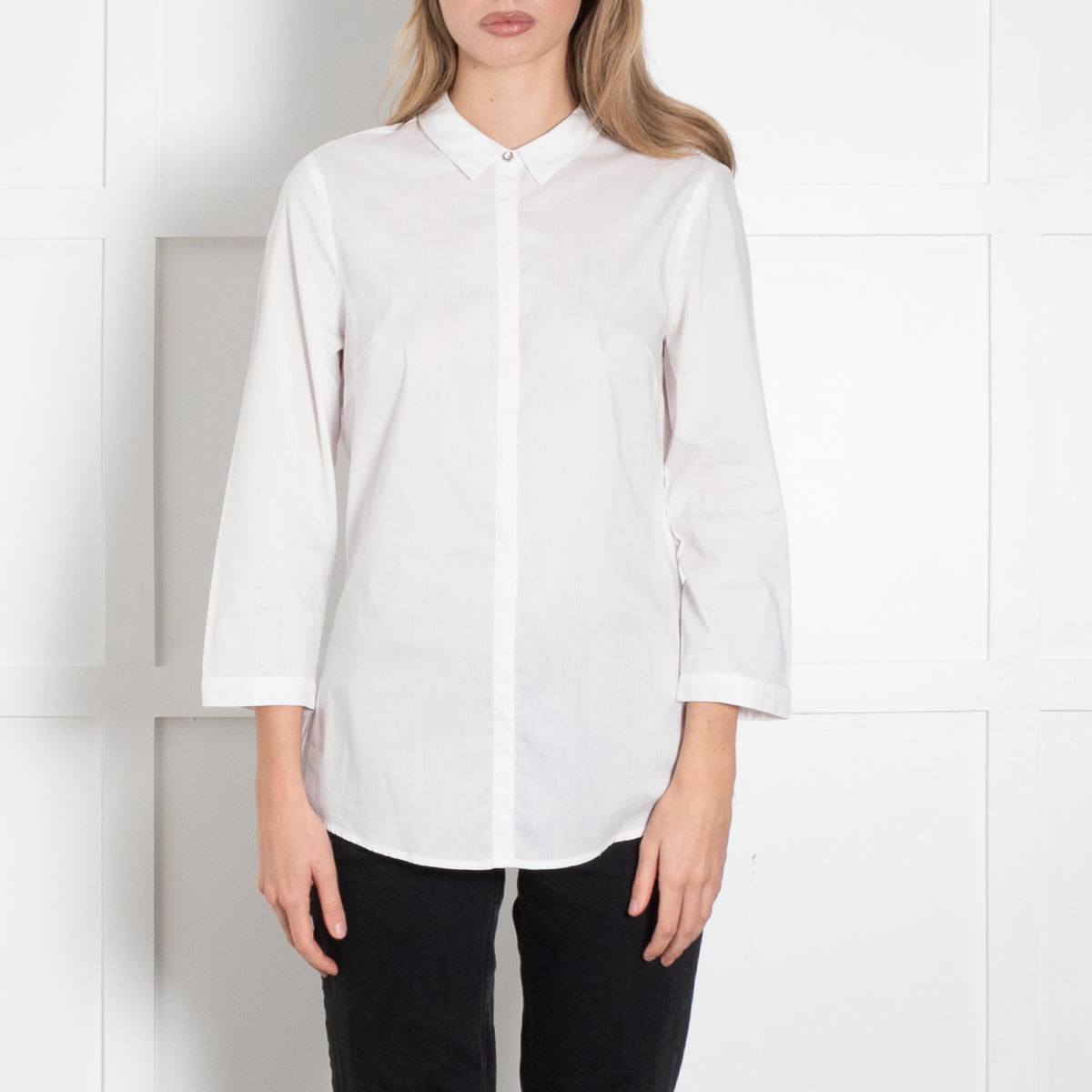 Philosophy Blues Original White Shirt With Crystal Top Button