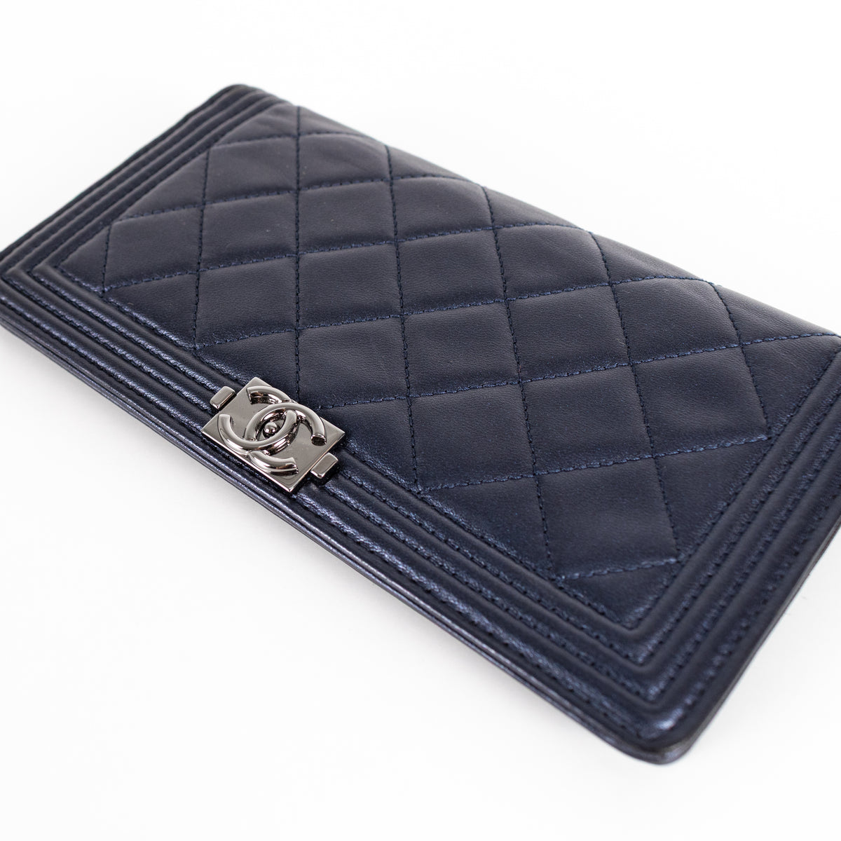 Chanel Navy Blue Leather Boy Wallet