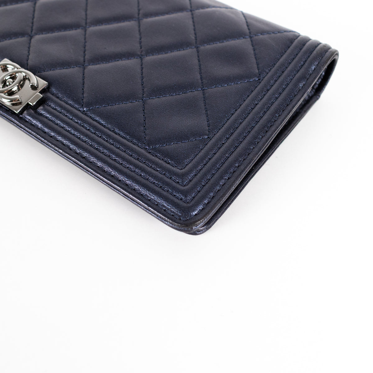 Chanel Navy Blue Leather Boy Wallet